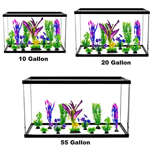 UNEAK Aquarium Plastic Plant Fish Tank XXL Decorations Medium/Large Resin Artificial Plants Flower Ornament Beta Goldfish Decoration Ornaments Freshwater & Saltwater Décor (Mix) - color: Plant Set Mixed Color