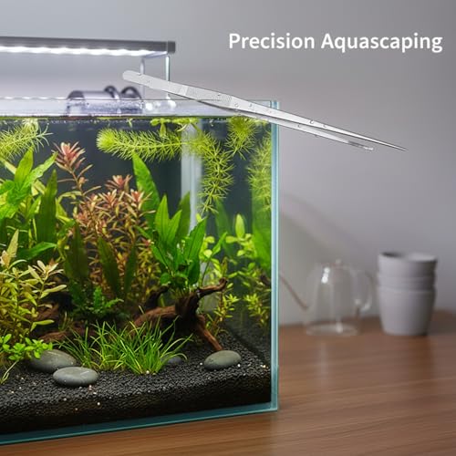Aquarium Aquascaping Tweezer, Stainless Steel Straight Head Tool for Plant Trimming and Substrate Arrangement in Freshwater Tanks, 10.6 Inch (1 PC)