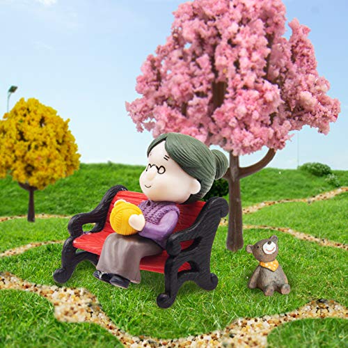 Mini Park Bench Grandpa Grandma Model Ornament Accessories for Bonsai Craft Miniature House Fairy Garden Decor-for DIY Decoration - size: Garden old couple