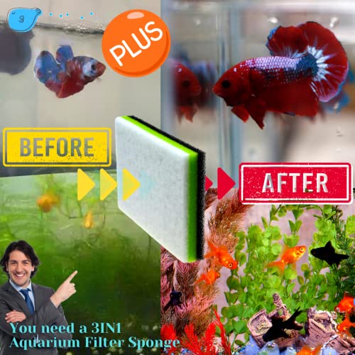 CORISRX 3IN1 Aquarium Filter Sponge Foam Pads - Filter Media for 20 Gallon Betta Fish Tank Supplies, Brine Shrimp Coarse Sponge Bio Filter Sheet - Filter Sponge Accessories (3IN1 Filter Sponge)