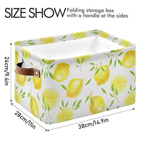 Fresh Lemons Pattern Rectangle Storage Bin, 15 x 11 x 9.5 in, Collapsible Organizer Storage Basket for Home Décor - color: Fresh Lemons Pattern, size: 1 PCS