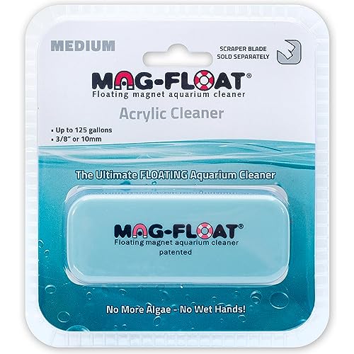 Mag-Float Medium Acrylic Aquarium Algae Scraper Cleaner | Magfloat Floating Magnetic Fish Tank Magnet Cleaning Scrubber Brush Tool for Freshwater Saltwater Marine Reef Tanks - size: Medium