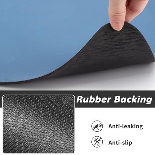 HotLive Dog Food Mat - Absorbent Cat Mat for Food and Water, No Stains Pet Feeding Bowl Mat, Easy to Clean Pet Placemats, Quick Dry Dog Water Dispenser Mat for Messy Drinkers | Blue 12"x 19" - color: Blue, size: 12"x19"