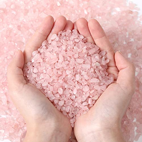 MAIBAOTA Natural Rose Quartz Crystal Quartz Rocks Chips Vase Filler Rocks for Succulent Plant Small Fish Tank Aquarium Gravel Decorative Pebbles Stones(200 gram) - color: Pink-rose Quartz, size: 0.45 Pound