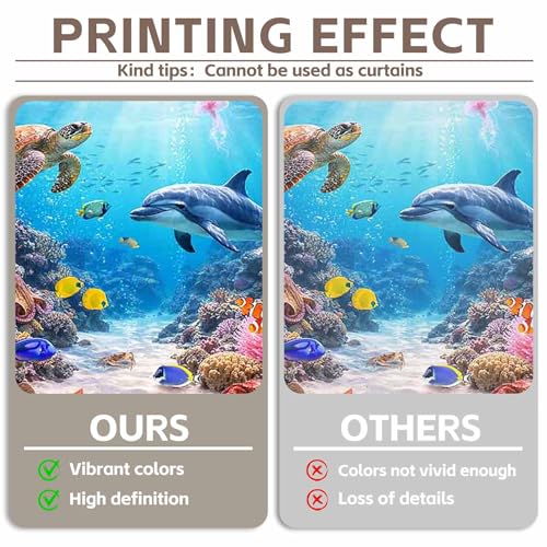 Fabric 10x8ft Under The Sea Photography Backdrop Ocean Underwater World Animals Tropical Fish Dolphin Turtle Mermaid Sunlight Background Kids Party Decorations Photo Props - size: 10'x8'