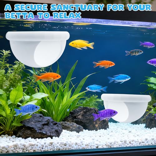 2 Pcs Floating Betta Hide & Shrimp Cave – All-in-One Aquarium Hammock, Aquarium Floating Betta Fish Skins, 3D Printed Feeding and Resting Shelter for Small Shrimp - color: White
