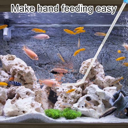 Aquarium Coral Fish Feeder, 50ml Manual Acrylic Pipette Suction Dropper with 2pcs Extension Pipes & 2pcs Connecting Hoses Fish Tank Waste Cleaning Tool & Water Changer