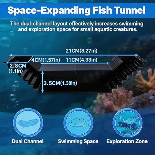Shrimp Cave, Aquarium Tunnel with 2 Entrances, Shrimp Tank Accessories Hideout Viewing Cave for Small Fish