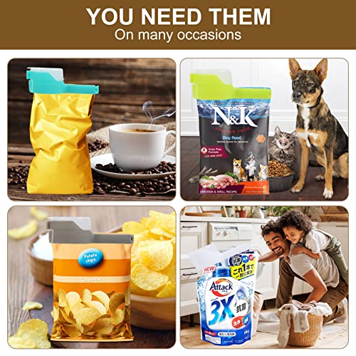 Bag Clips for Food Storage Sealing Clips with Pour Spouts Food Sealing Plastic Great for All Food or Cat/Dog Food Storage and Organization（6 Pack）