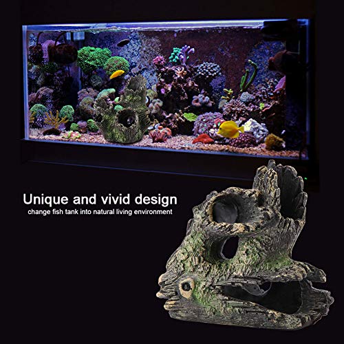 Tyenaza Trunk Aquarium, Aquarium Driftwood Ornaments Resin Wood Trunk Fish Tank Decoration Betta Fish Hideout Caves Decorations for Turtles, Reptiles - color: St-004c