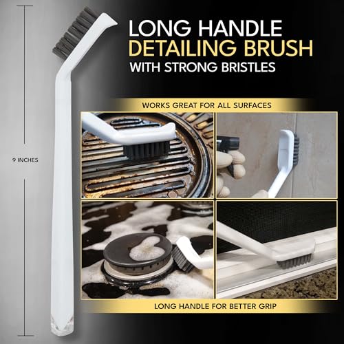 Grout Cleaning Brush Set (4 Pcs) Heavy Duty Hand Grout Scrub Brush & Detail Cleaning Brush Set for Baseboards,Floor, Corners, Shower, Bath Tub & Tiles - color: Combo