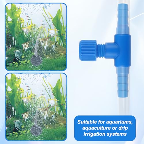Psyqtsuary Aquarium Air Valve, 10 Pcs T Shaped Aquarium Air Control Valve Single Way Plastic Adjustable Air-Flow Control Regulator Aquarium-Air Pump Accessories for Fish Tank 3/16" ID Tubing (Blue) - color: Blue