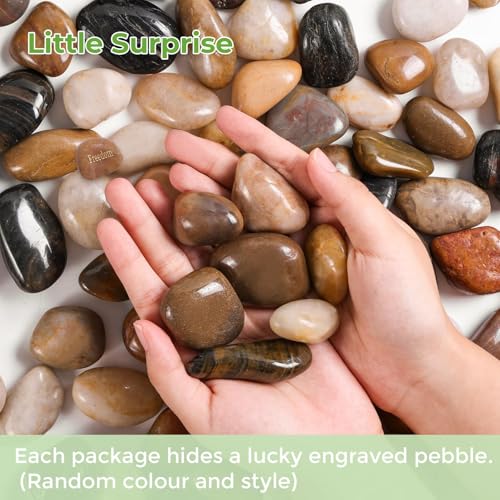 SIDONG 20 LB Mixed River Rocks, 1.2-2 Inches Highly Polished Pebbles for Indoor Plants, Decorative Stones for Plants, Fish Tank, Vases, Home Décor, Crafting, Garden Landscaping - color: Mixed, size: 20 lbs,1.2-2inch