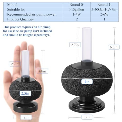 HITOP Diameter 4in Aquarium Bio Sponge Filter: 5-40gallon Air-Powered Fish Tank Filter, Quiet Filter for Aquarium/Betta Tank/Shrimp Tank/Fry Tank - style: Large 4in-1pack