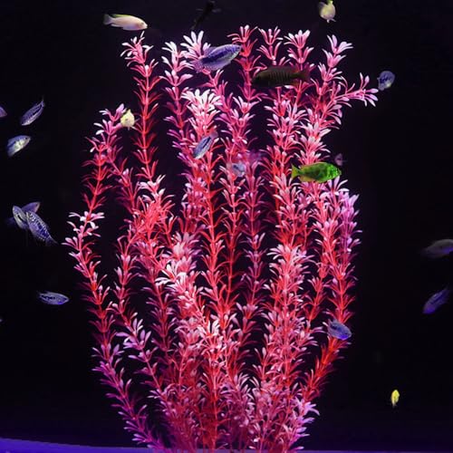 2 Pack Aquarium Decor Artificial Seaweed Water Plants, Extra Large 23.6 Inches Fish Tank Plastic Plants, Tall Fish Tank Decorations with a Aquarium Diver Ornament (Red) - color: Red