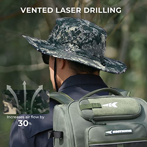 KastKing Sol Armis UPF 50 Boonie Hat - Sun Protection Hat, Fishing Hat, Beach & Hiking Hat, Paddling - color: Boulder Camo Origins, size: Laser-vented Design