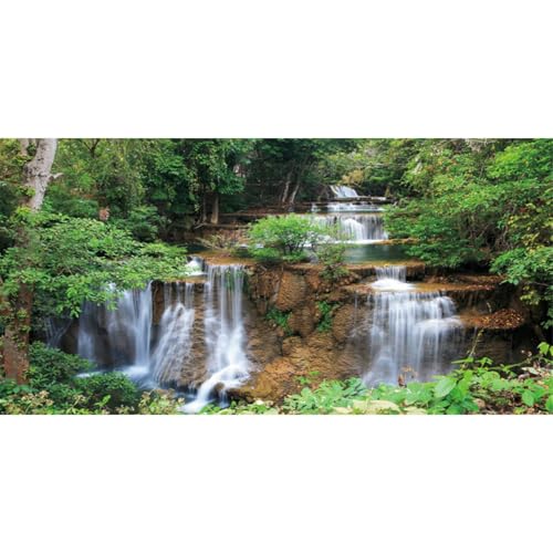 AWERT 72x24 inches Waterfall Terrarium Background Rainforest Aquarium Background Tropical Plants Green Tree Reptile Habitat Background Vinyl - size: 72x24in/180x60cm