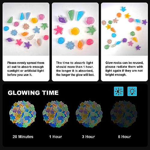 Kaiyuan Dynasty 100pc Sea Glow in The Dark Rocks Aquarium Glow Stones Rocks for Fish Tank Glow Pebbles for Fairy Garden,Yard,Bonsai,DIY Crafts,Color (0.8-1.2") - color: Multi-colored, size: 100