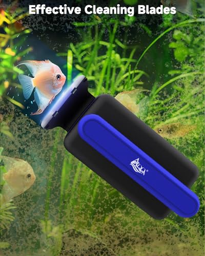 AQQA Magnetic Aquarium Fish Tank Glass Cleaner, Dual-Blades Algae Scraper Glass Cleaner Scrubber, Double Side Floating Aquarium Magnetic Brush for 0.4-1.0 Inch Thick Glass Aquariums Tank (XL) - size: XL