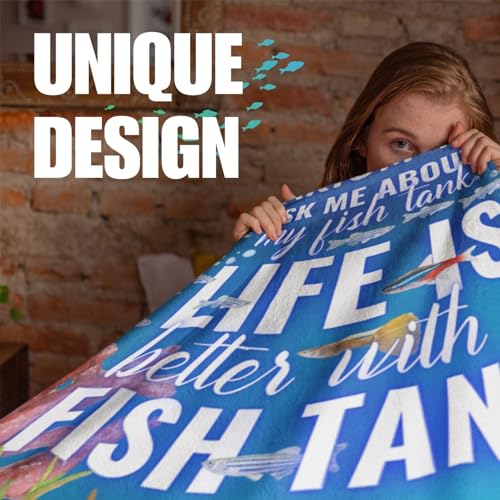 Huglanket Gifts for Aquarium Lovers, Fish Tank Lovers Gifts, Perfect for Birthday/Christmas, 50'' x 65'' Unique Design Flannel Plush Blanket