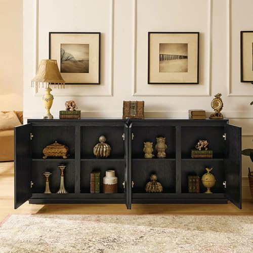 LKTART Buffet Cabinet Sideboard with Storage,Mid Century Modern Entryway Cabinet with Doors &Shelves,Narrow TV Media Console Table,Black,2 Pieces - color: D- Black, size: 2 Pieces