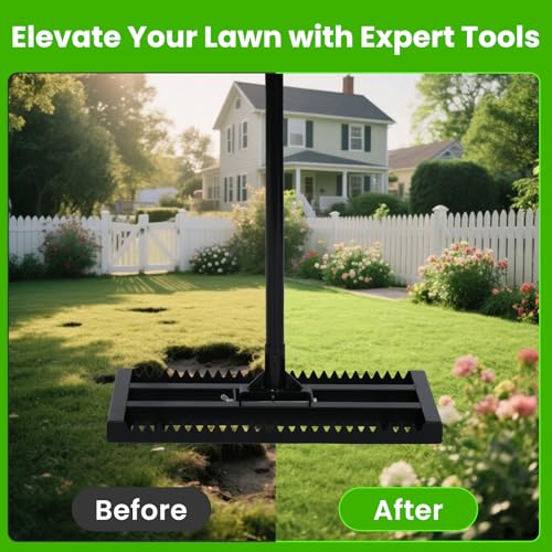 17"x 10" Lawn Leveling Rake for Soil, Sectional Adjustable Handle Yard Rakes for Lawns Heavy Duty, Landscape Rake Suitable for Landscaping Golf Course, Sand, Gardens, Farm and Ranch