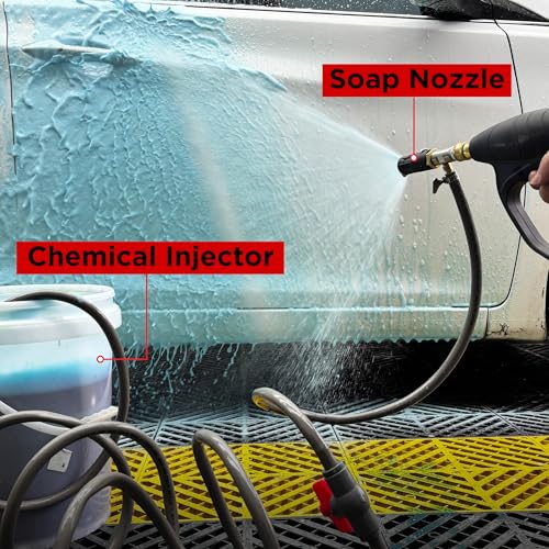 Adjustable Long-Range External Chemical Injection for Pressure Washer, Downstream Injector Nozzle Kit 2-2.5 GPM, 1/4" Quick Connect/45FT Siphon Hose, 2500 to 4000 PSI - size: 45 FT Hose, style: 2-2.5 GPM