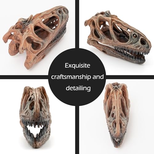 Fish Hideout Aquarium Décor Decorations Dinosaur Skull Fish Tank Decor Cave Dinosaur Skull Betta Animal Halloween Large Tarantula Reptile Bones Snake for Terrarium Ornament - color: Tyrannosaurus