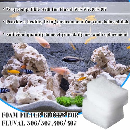 60 Pcs Filter Media Compatible with Fluval 306 307 406 407 Water Polishing Pads Sponge Replacement Parts for Aquarium Fish Tank