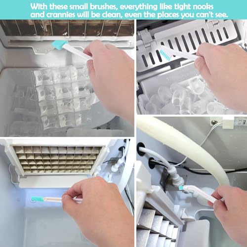 Palksky Ice Maker Cleaning Brush Set, Ice Machine Cleaning Tools - 2Pcs Drain Pipe Brush Nylon Bristles with 8Pcs Crevice Cleaning Brush - color: A