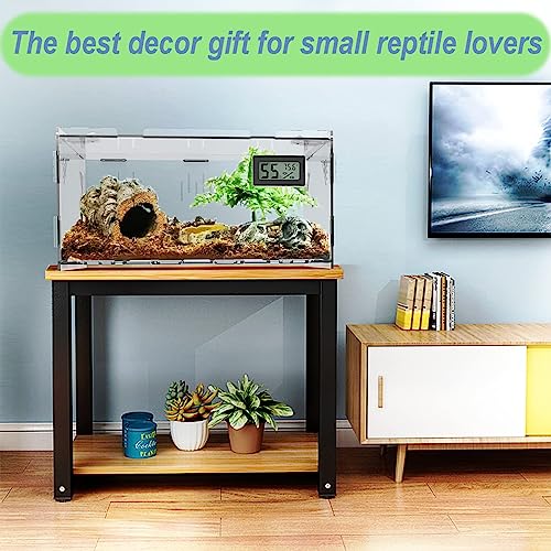 Reptile Terrariums, with Temperature Hygrometer, 15.7"x9.9"x7.1"Acrylic Reptile Breeding Box Terrarium Cage Tank for Small Reptile Insect Home Office - size: Terrestrial L (No Tray)