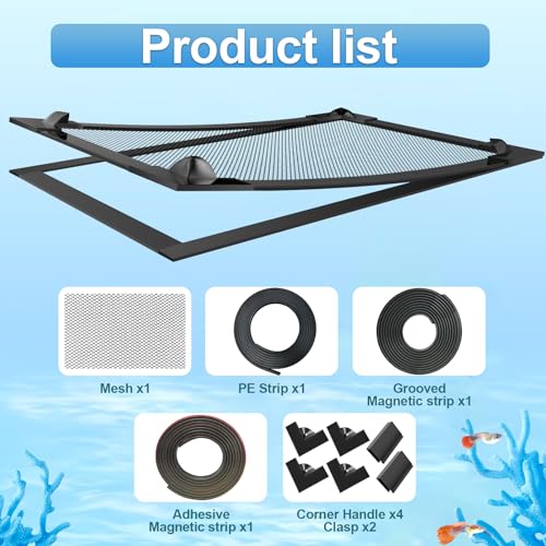Magnetic Fish Tank Lid, DIY Mesh Aquarium Cover for Jumping Fish, 37 x 18 in
