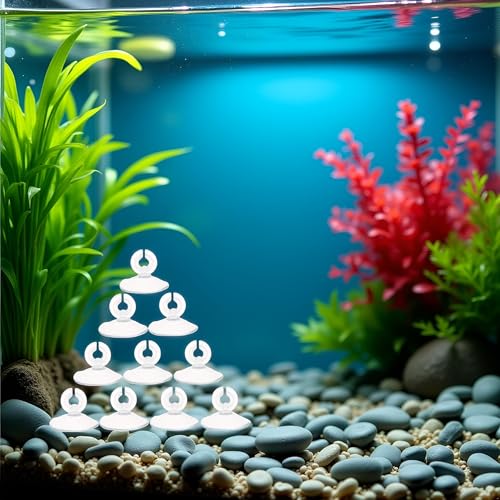 JJLFresheners 10Pcs Aquarium Suction Cup, Transparent Plastic Sucker with Clips Fish for Tank Pipe Hose Tube Holder Fish Tank Suction Cups Aquarium Air Pump Accessories (1.2in)