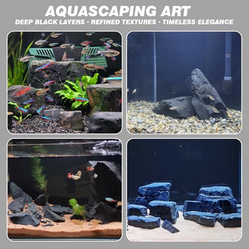 Unocho Aquarium Rocks 40lb Natural Stone for Aquariums Landscaping Paludarium Model Tank Decoration Aquascaping Amphibian Enclosures Garden(3"-10"-12pcs) - size: 40LB(12pcs)3-10in.