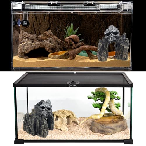 Aquarium Decoration for Fish Tank Skull Rock Aquarium Ornament Aquarium Skull Mountain View Stone Ornaments Aquarium Decor House Cave Fish Tank Decoration - Small