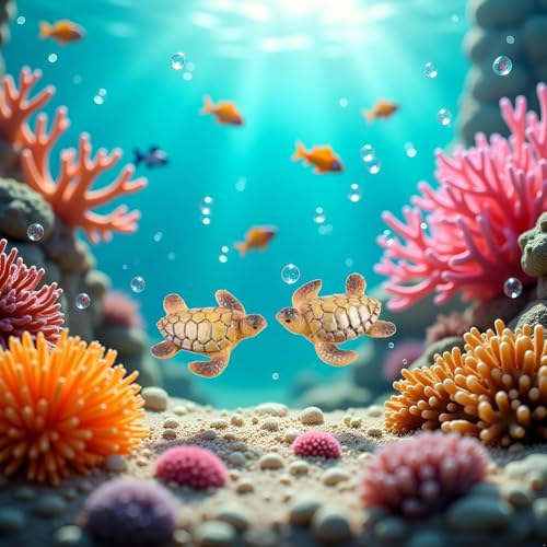 2Pcs Miniature Sea Turtle Figurines for Fairy Garden, Fish Tank, Succulent Planter Decoration, Fish Tank Decoration