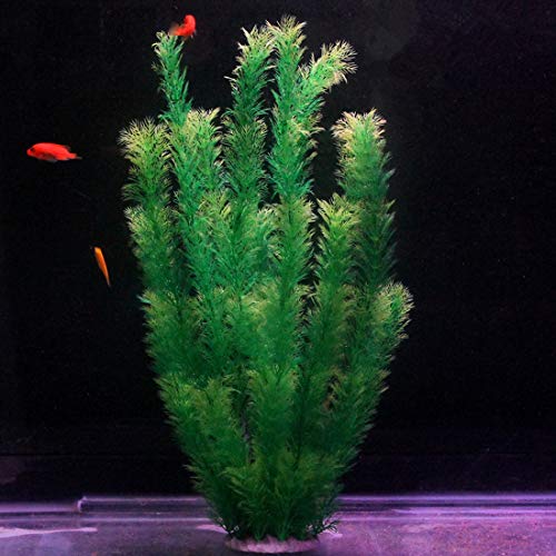 Hamiledyi Aquarium Plants Plastic Decor Fish Tank Green Decorations Plants Ornament Safe for All Fish,Extra Large 23-inch Tall, 2 Pack（Green Style A） - color: Green（style A）