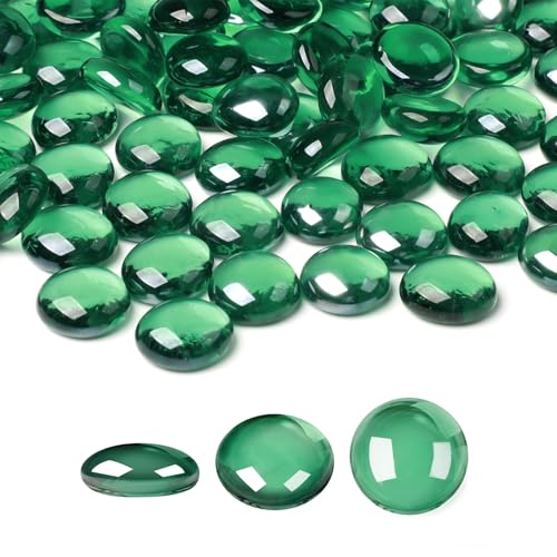 SUREAM Green Marbles for Vase Filler, 1 LB Green Glass Beads, Flat Beads for Tank, Aquarium, Crafting, Candle Holder, Indoor Outdoor Decor - color: Green