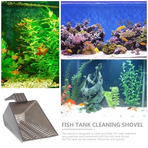 WOONEKY Aquarium Sand Shovel Fish Tank Gravel Tool Plastic Substrate Scoop for Aquarium Maintenance and Aquatic Plant Care – Tea Color, 1pcs