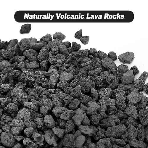 Skyflame 10LB Lava Rocks for Fire Pits, Fire Tables, Fireplaces, Garden Landscaping Decoration, Indoor and Outdoor Use, 1/10"-1/5" Natural Sizes, Black Earth - color: Black, size: 1/10"-1/5"