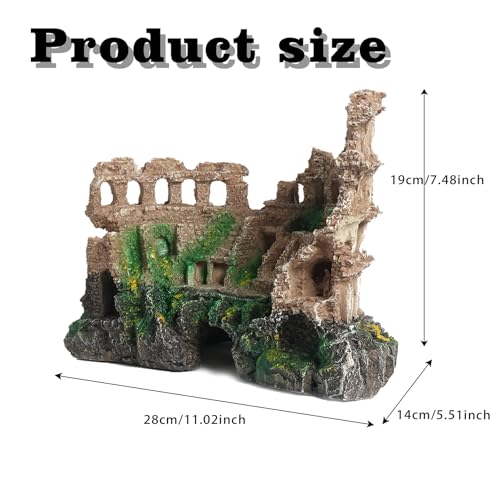 Large Antique Roman Column Ruins Castle Aquarium Decor - Fish Tank Cave Hideout Decorations, Resin European Castle Ornament Safe for Freshwater & Saltwater Tanks - color: Roman Column Ruins