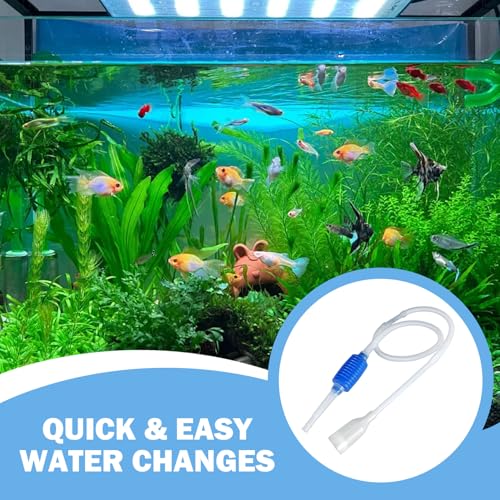 Aquarium Siphon, 5 Feet Manual Siphon Pump, Aquarium Vacuum Gravel Cleaner Fish Tank Water Change Accessories, Blue