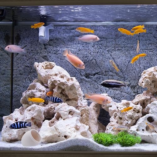Ceramic Aquarium Decoration Jar – White Betta Fish Tank Ornament, Natural Hiding Cave with 7.8cm / 3.07inch Dia. Round Opening – Aquascape Décor for Fish, Shrimp, Reptiles use