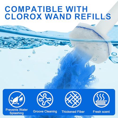 30 Count Toilet Bowl Wand Refills for Clorox, Disposable Toilet Bowl Wand Refill Compatible with Clorox Toilet Bowl Wand Clean System, Upgrade Fiber Bowl Cleaner Brush for Closestool Cleaning.