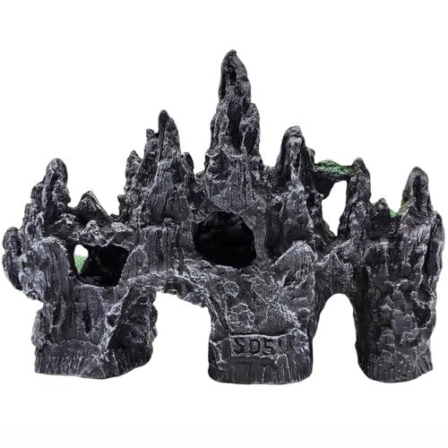 Large Fish Tank Decoration Mountain View Aquarium décor Thematic Ornaments Betta Fish Hiding cave House Mermaid Decorative Accessories