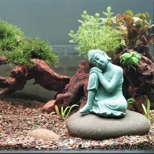 livelyfish Mini Buddha Statue Meditating Natural Sandstone Buda Sculptures Ornament for 10 Gallon & Under Fish Tanks, Aquarium Decorations Home Zen Garden Bonsai Decor, Gifts (Meditation-Small) - size: A-Small