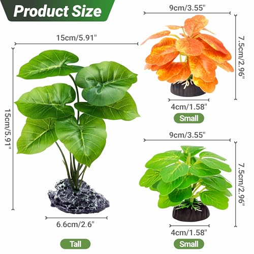 GOZILLA Fish Tank Plants, Reptile Artificial Plastic Plants, Reptile Plants for Terrarium, Aquarium Decorations Resin Pedestal Ornaments for Fish Tank Accessories Set.(4PCS/A-Set) - color: 4 Pcs/ a Set