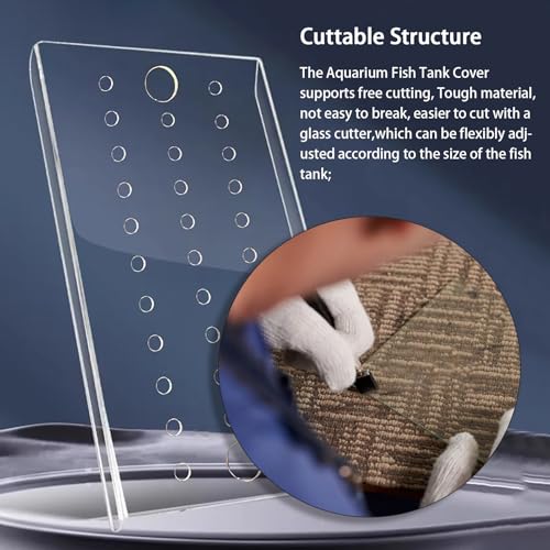 Acrylic Aquarium Anti-Jumping Lid Cover with Feeding Ventilation Hole, Clear Custom Fish Tank Top Cover Acrylic Grid Panel, for Aquarium Home - size: 41x21.5cm/16.1x8.5inch