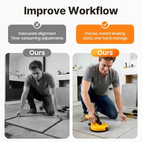 Adjustable Height Leveler – Professional Countertop Leveling Tool, Heavy Duty Suction Cup Alignment Tool for Countertops & Floors, Tile Slab Alignment for Repair & Seam Leveling, 6.7"x4.6"x4.3"