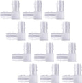 10 Pcs 3/8 Inch Plastic 90 Degree Hose Barb Elbows, Transparent L Tube Connectors, 2 Way Equal Barbed Joint Adapters for Boat Aquarium Hose Fittings